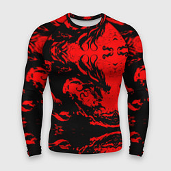 Рашгард мужской Черный дракон на красном небе, цвет: 3D-принт