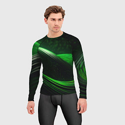 Рашгард мужской Зеленые абстрактные волны, цвет: 3D-принт — фото 2