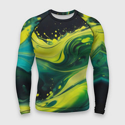 Рашгард мужской Жидкая текущая зеленая краска, цвет: 3D-принт