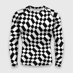 Рашгард мужской Шахматка искажённая чёрно-белая, цвет: 3D-принт