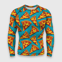 Рашгард мужской Кусочки пиццы на синем фоне, цвет: 3D-принт