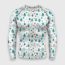 Рашгард мужской Новогодние элементы елки снежинки шарики, цвет: 3D-принт