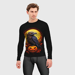 Рашгард мужской Halloween - ворон и тыква, цвет: 3D-принт — фото 2
