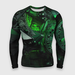 Рашгард мужской Объемные зеленые абстракции, цвет: 3D-принт