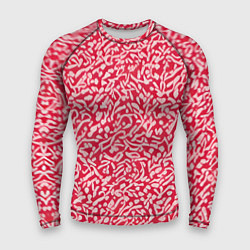 Рашгард мужской Белые узоры на красном фоне, цвет: 3D-принт