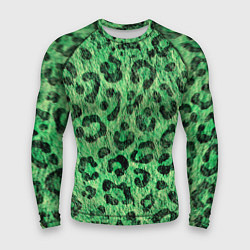 Рашгард мужской Зелёный леопард паттерн, цвет: 3D-принт