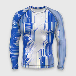 Рашгард мужской Синие линии на белом фоне киберпанк, цвет: 3D-принт