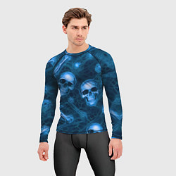 Рашгард мужской Синие черепа и кости, цвет: 3D-принт — фото 2