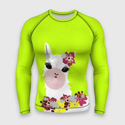 Рашгард мужской Лама - альпака в венке, цвет: 3D-принт