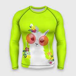 Рашгард мужской Лама - альпака в розовых очках, цвет: 3D-принт