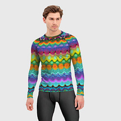 Рашгард мужской Разноцветные волнистые узоры, цвет: 3D-принт — фото 2