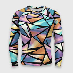 Рашгард мужской Радужные треугольники - кристаллы голографические, цвет: 3D-принт