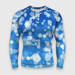 Рашгард мужской Декоративные снежинки на синем, цвет: 3D-принт
