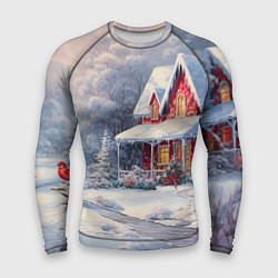 Мужской рашгард Новогодний снежный дом