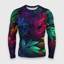 Рашгард мужской Яркие абстрактные листья, цвет: 3D-принт