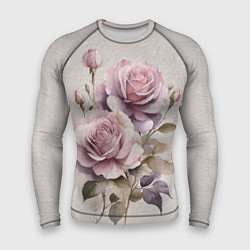 Мужской рашгард Нежные розовые розы на стене