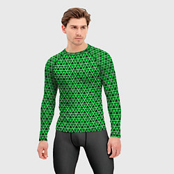 Рашгард мужской Зелёные и чёрные треугольники, цвет: 3D-принт — фото 2