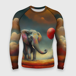 Рашгард мужской Грустный слон и красный шарик, цвет: 3D-принт