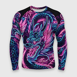 Мужской рашгард Neon Japanese dragon - irezumi