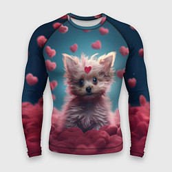 Рашгард мужской Милый щенок в сердечках, цвет: 3D-принт