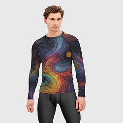 Рашгард мужской Звездный вихрь абстрактная живопись, цвет: 3D-принт — фото 2