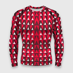 Рашгард мужской Белые треугольники на красном фоне, цвет: 3D-принт