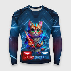 Мужской рашгард Beat Saber кот музыкальный джедай