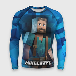 Рашгард мужской Minecraft персонаж синий фон, цвет: 3D-принт