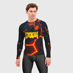 Рашгард мужской Doom плиты лого в огне, цвет: 3D-принт — фото 2