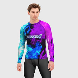 Рашгард мужской Tekken 8 неоновый огонь, цвет: 3D-принт — фото 2