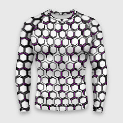 Рашгард мужской Киберпанк узор из шестиугольников розовый, цвет: 3D-принт