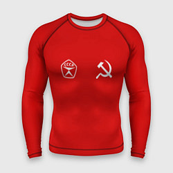 Рашгард мужской СССР гост три полоски на красном фоне, цвет: 3D-принт