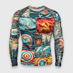 Рашгард мужской Пэчворк джинсы в СССР, цвет: 3D-принт