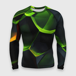 Рашгард мужской Green neon abstract geometry, цвет: 3D-принт