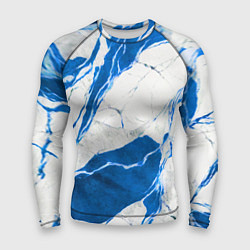 Рашгард мужской Бело-синий мрамор, цвет: 3D-принт