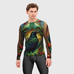 Рашгард мужской Скандинавский ворон лесной узор, цвет: 3D-принт — фото 2