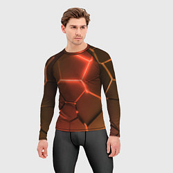 Рашгард мужской Теплые оранжевые неоновые плиты в разломе, цвет: 3D-принт — фото 2