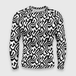 Мужской рашгард Черно-белый узор с абстрактными линиями