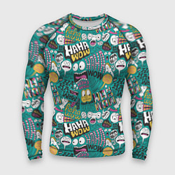 Мужской рашгард Ха-ха ничего себе - паттерн с рожицами