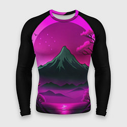 Рашгард мужской Темная гора в фиолетовом закате Япония, цвет: 3D-принт