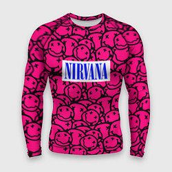 Рашгард мужской Nirvana pink logo, цвет: 3D-принт