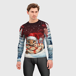 Рашгард мужской Новогодняя змейка и снегопад, цвет: 3D-принт — фото 2