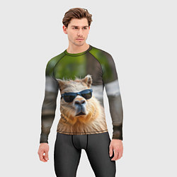 Рашгард мужской Модная капибара в темных очках, цвет: 3D-принт — фото 2