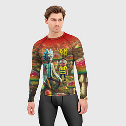 Рашгард мужской Рик и Морти заблудились в мухоморном поле, цвет: 3D-принт — фото 2
