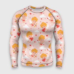 Рашгард мужской Паттерн с милыми купидонами, цвет: 3D-принт