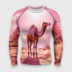 Мужской рашгард Верблюд в розовой пустыне