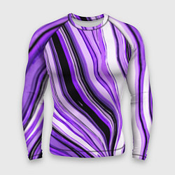 Рашгард мужской Волнистые вертикальные чёрно-фиолетовые полосы, цвет: 3D-принт