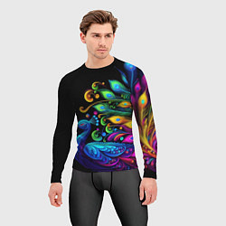 Рашгард мужской Neon peacock - art, цвет: 3D-принт — фото 2
