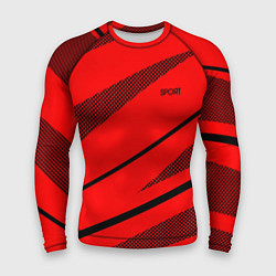 Рашгард мужской Sport красный с чёрным полосами, цвет: 3D-принт