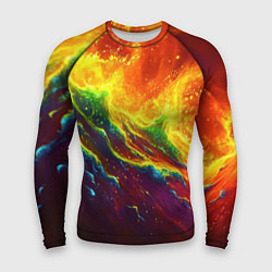 Рашгард мужской Абстрактные волны с огнем, цвет: 3D-принт